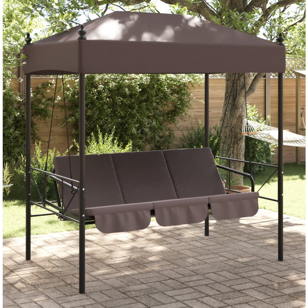 vidaXL Swing Seat with Canopy Steel Sand-coloured