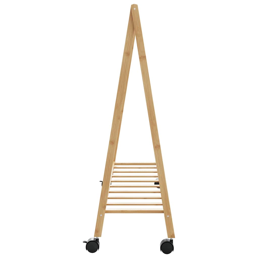 vidaXL Kledingrek met schappen en wielen 106x34x106,5 cm bamboe