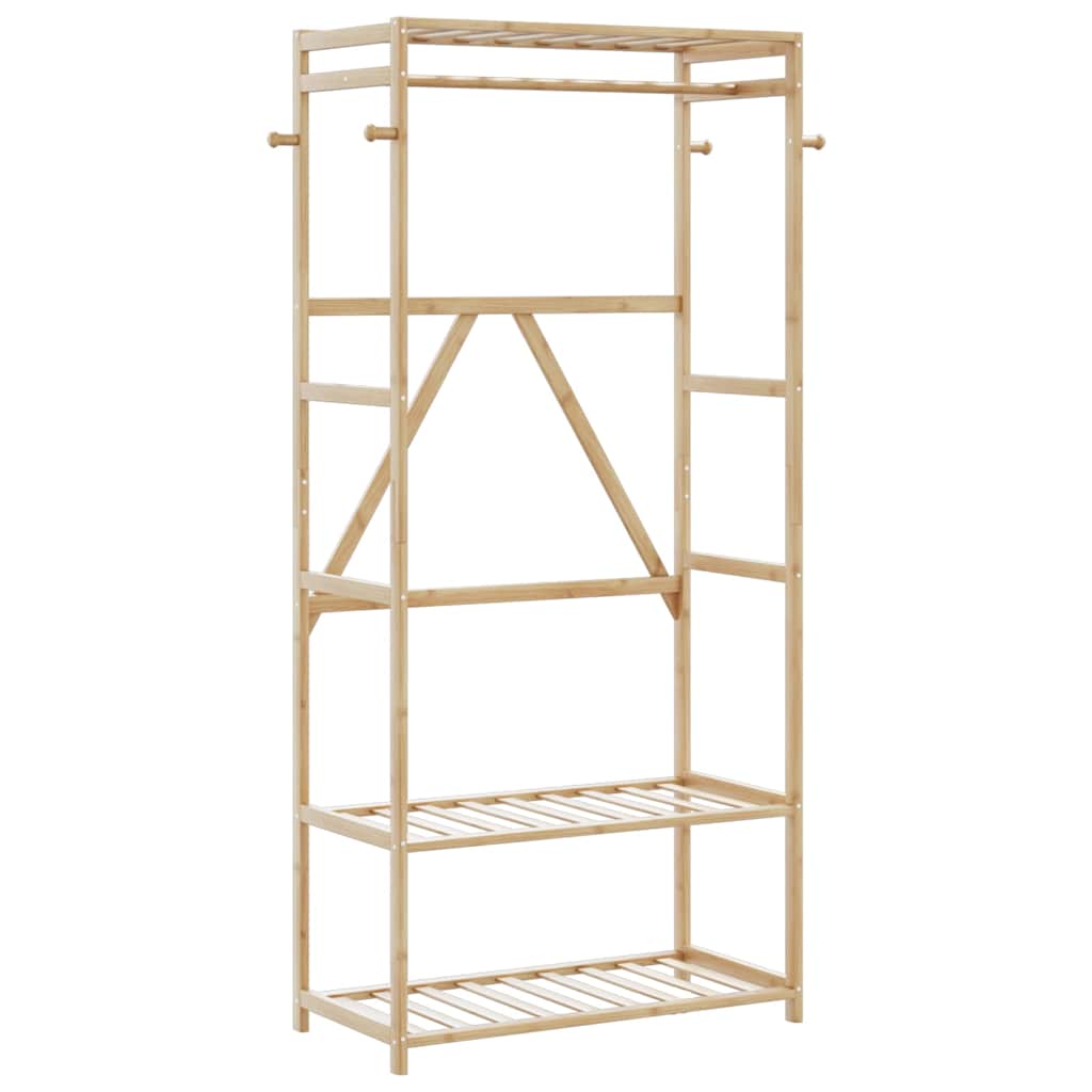 vidaXL Kledingrek met schappen en wielen 90x40x179,5 cm bamboe