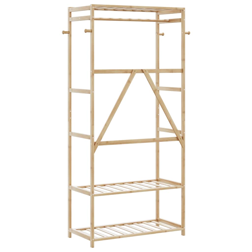 vidaXL Kledingrek met schappen en wielen 90x40x179,5 cm bamboe