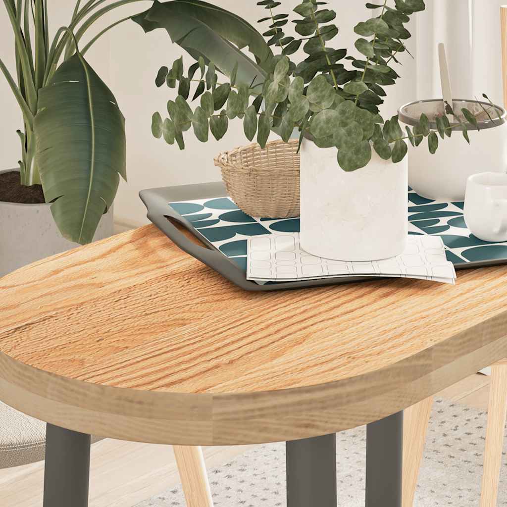 vidaXL Tafelblad 80x40x2 cm ovaal massief eikenhout