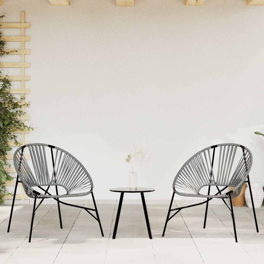 vidaXL 3-Piece Garden Chair Set Poly Rattan Black