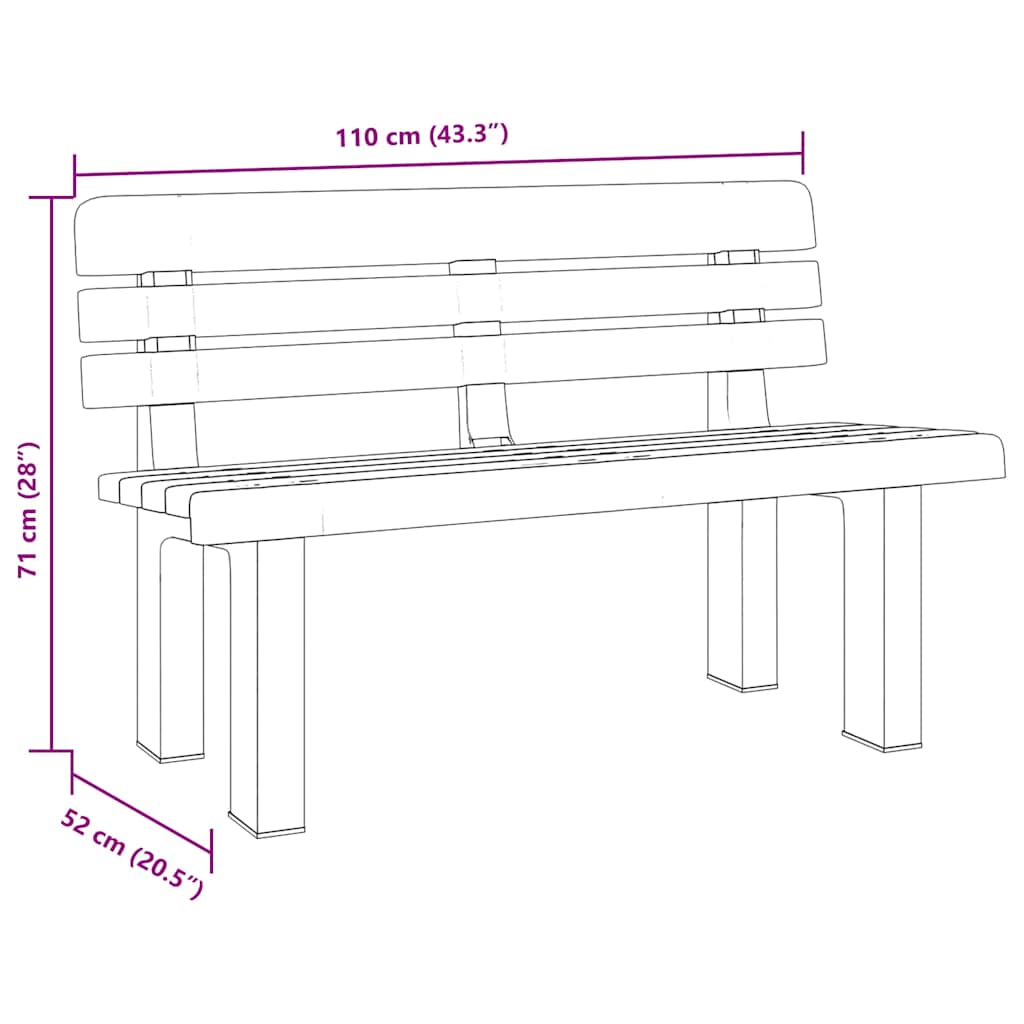 vidaXL Tuinbankje 110x52x71 cm polypropeen wit