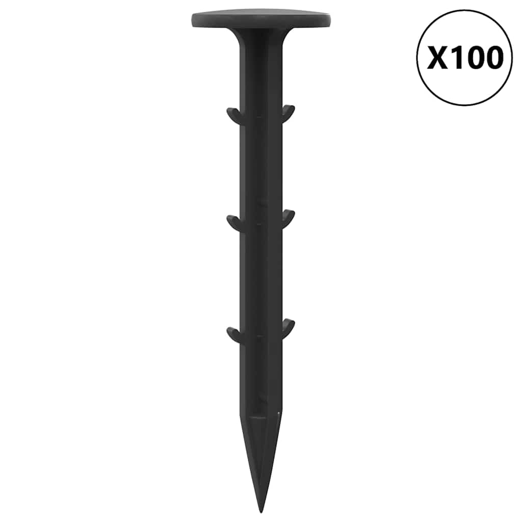 vidaXL Grondharingen 100 pcs Zwart Ø3 x 11 cm Kunststof