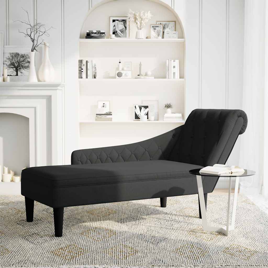 vidaXL Chaise longue met kussen en rechterarmleuning stof zwart