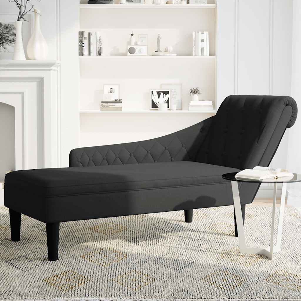 vidaXL Chaise longue met kussen en rechterarmleuning stof zwart