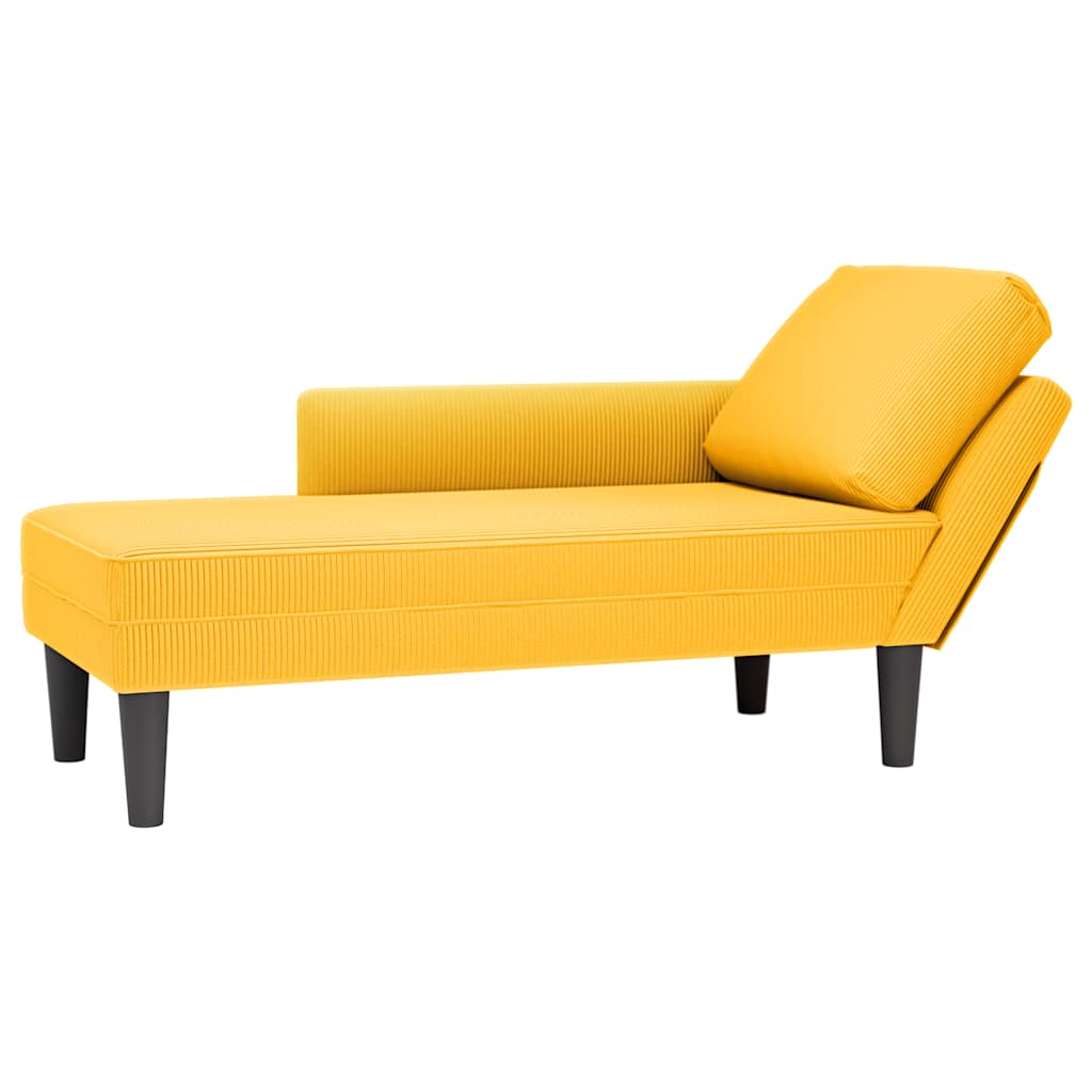 vidaXL Chaise longue met kussen corduroy stof lichtgrijs