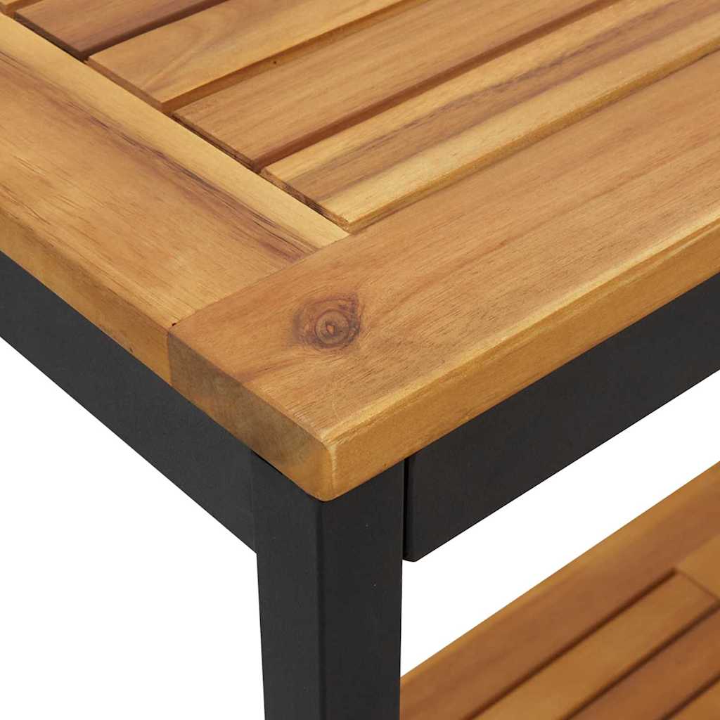 vidaXL Tuin Tafel met opslag Natuurlijk en zwart 80 x 35 x 75 cm