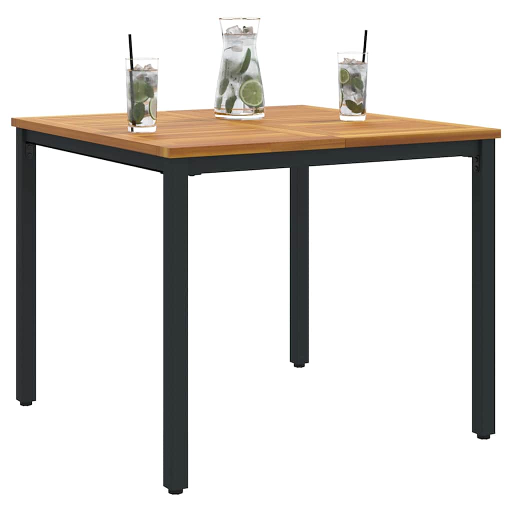 vidaXL Tuin Tafel Natuurlijk en zwart 90 x 90 x 75 cm