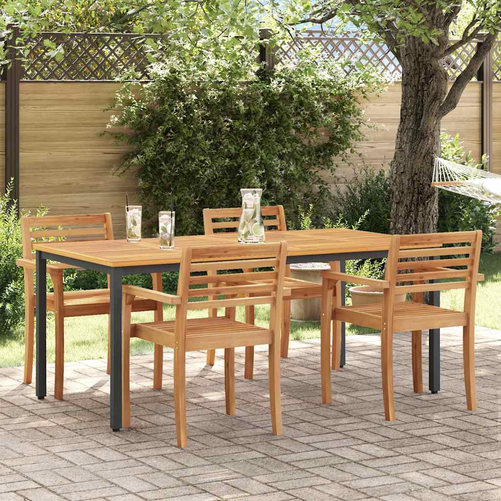vidaXL Tuin Tafel Natuurlijk en zwart 90 x 90 x 75 cm