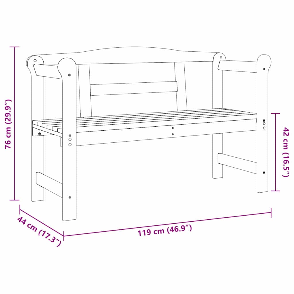 vidaXL Garden Storage Bench Natural 119 x 44 x 76 cm Solid Pinewood