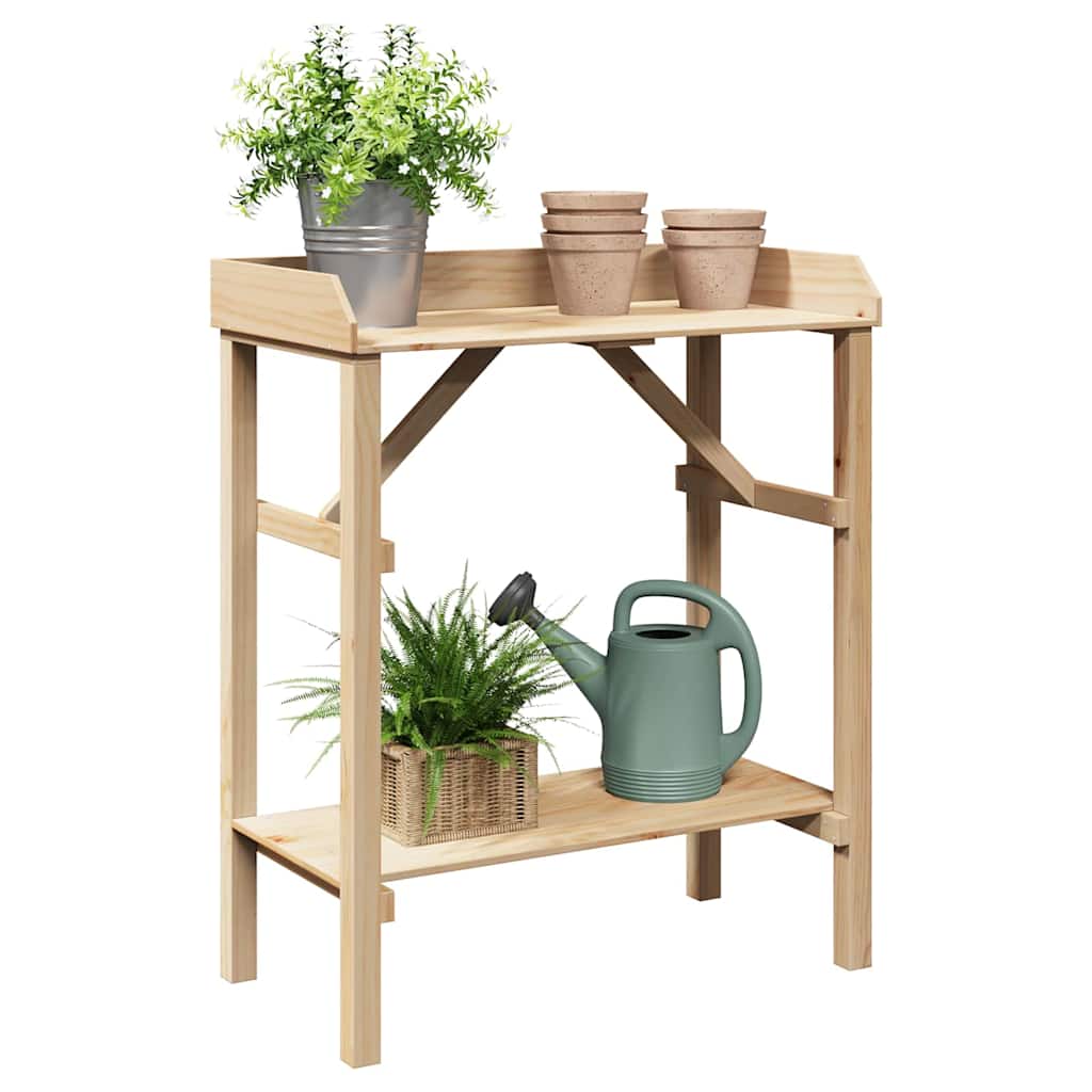 vidaXL Planttafel met plank Naturel 75 x 40 x 90 cm Massief grenenhout