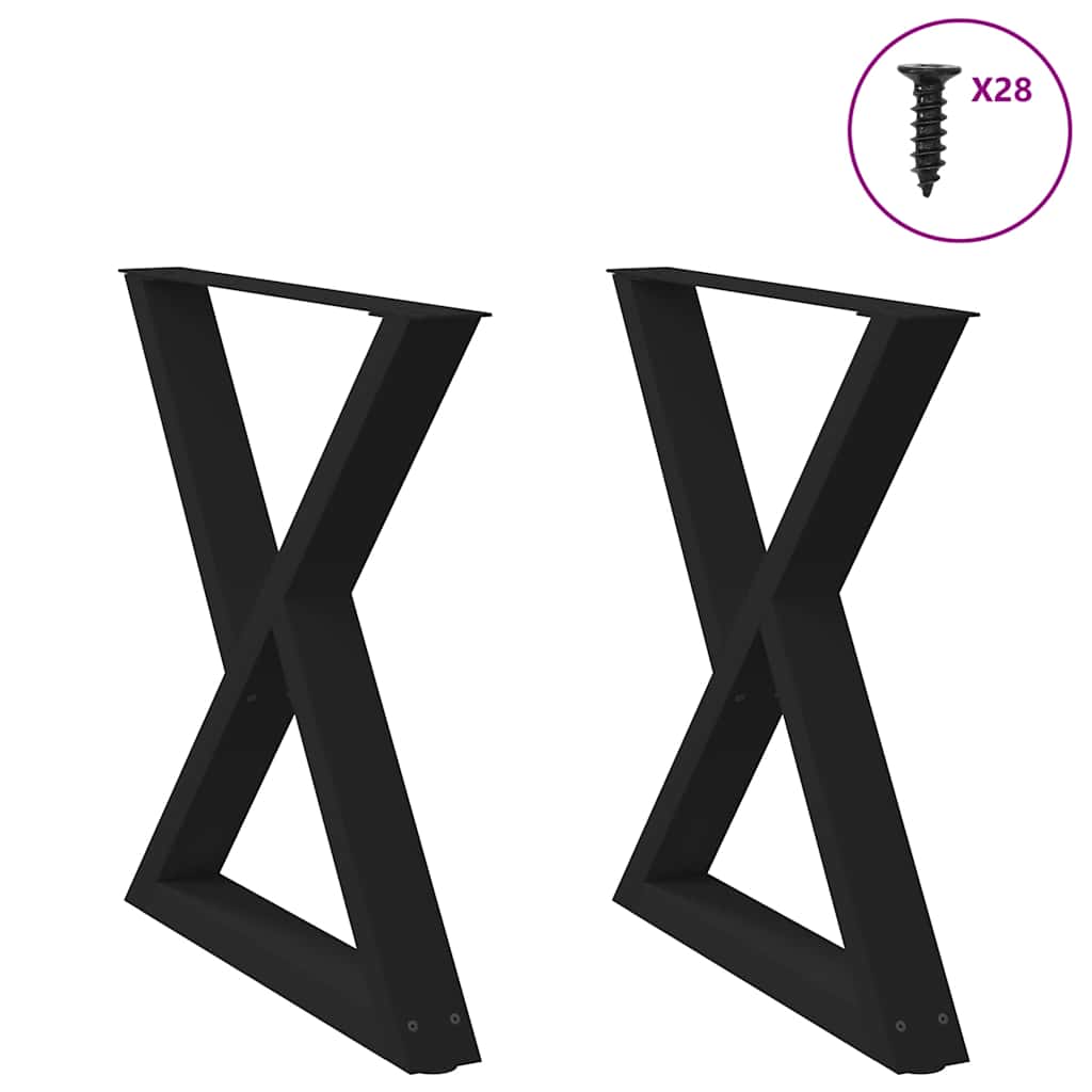 vidaXL Salontafelpoten 2 st 30x(30-31,3) cm staal zwart