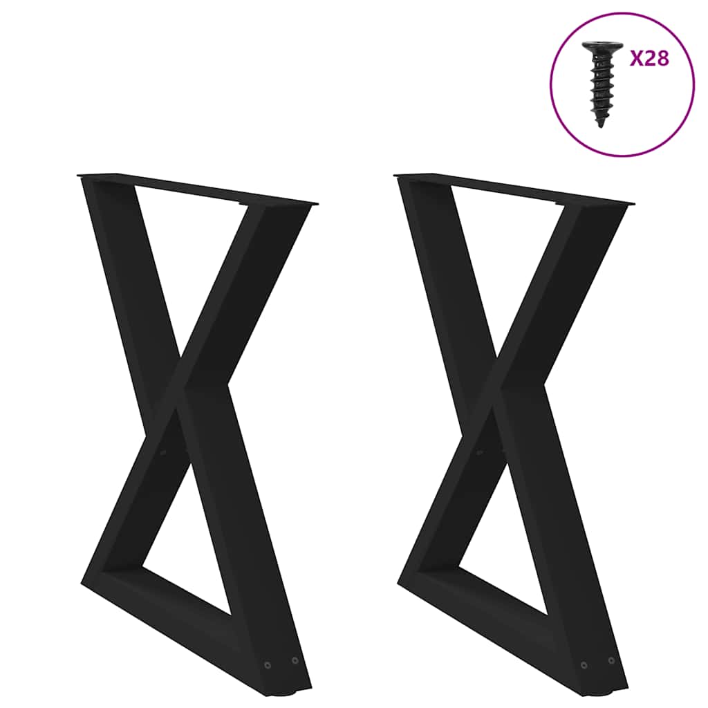 vidaXL Salontafelpoten 2 st 30x(30-31,3) cm staal zwart