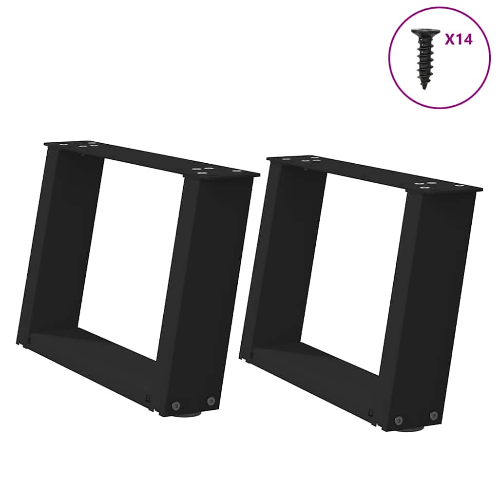 vidaXL Coffee table legs 2 pcs U-shaped 30x(30-31) cm steel black