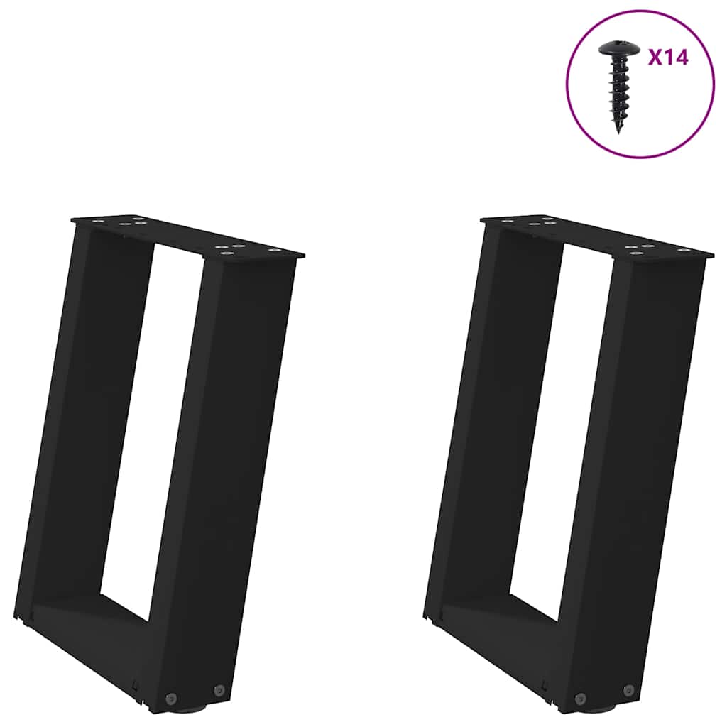 vidaXL Coffee table legs 2 pcs U-shaped 30x(30-31) cm steel black