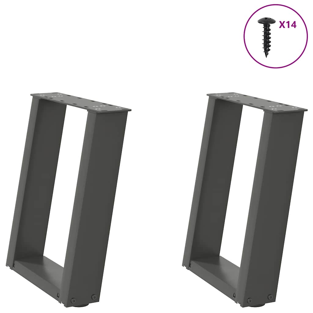 vidaXL Coffee table legs 2 pcs U-shaped 30x(30-31) cm steel black