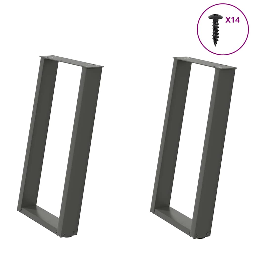 vidaXL Coffee table legs 2 pcs U-shaped 30x(30-31) cm steel black