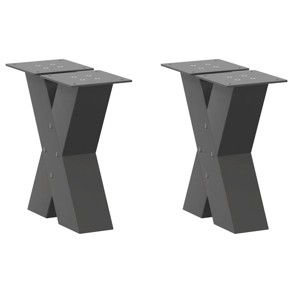 vidaXL Coffee Table Legs 2 pcs X-shaped 30x(30-31) cm steel black