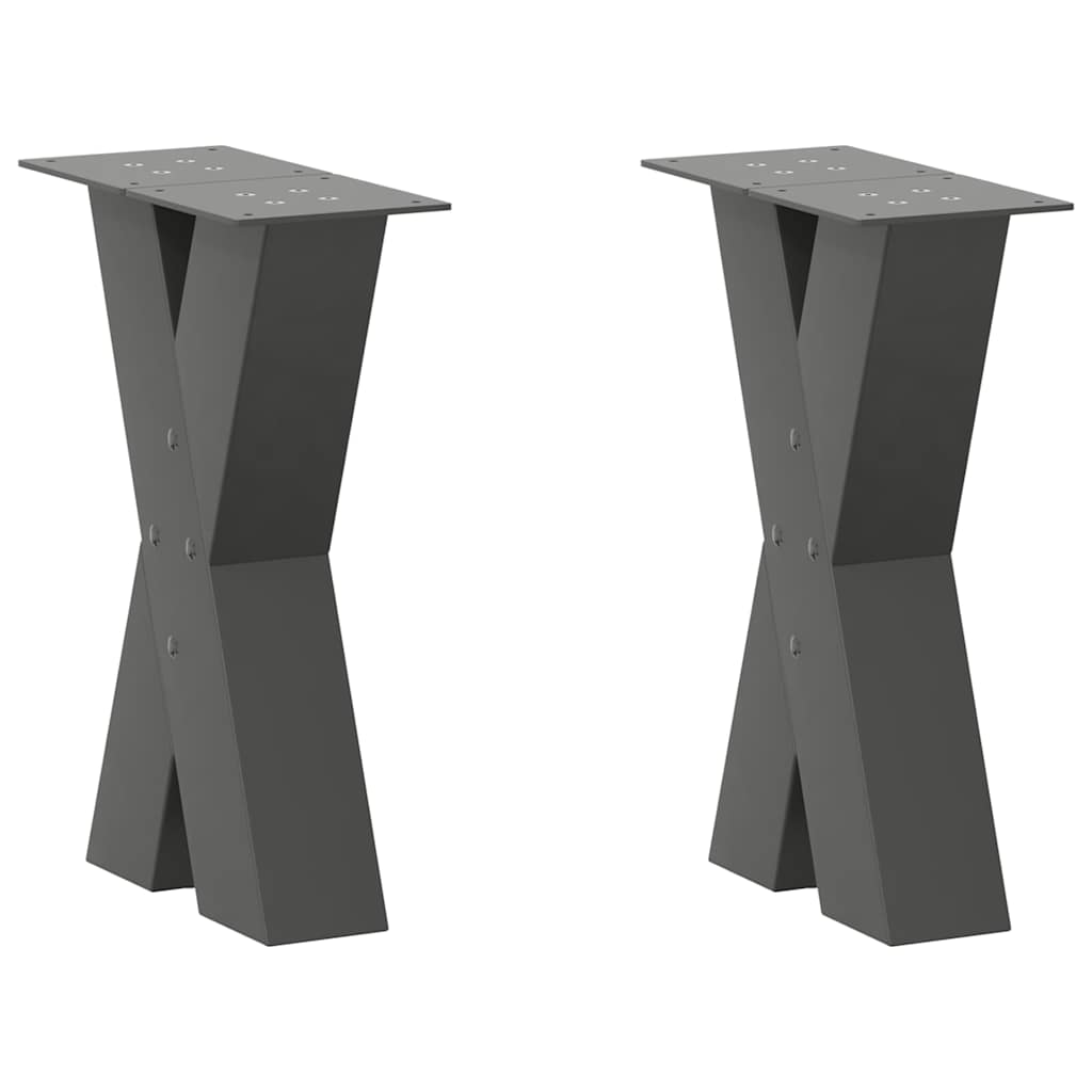 vidaXL Coffee Table Legs 2 pcs X-shaped 30x(30-31) cm steel black