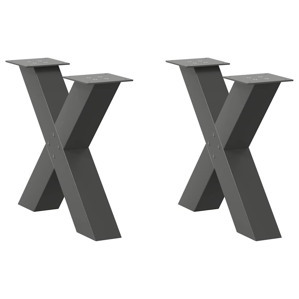 vidaXL Coffee Table Legs 2 pcs X-shaped 30x(30-31) cm steel black