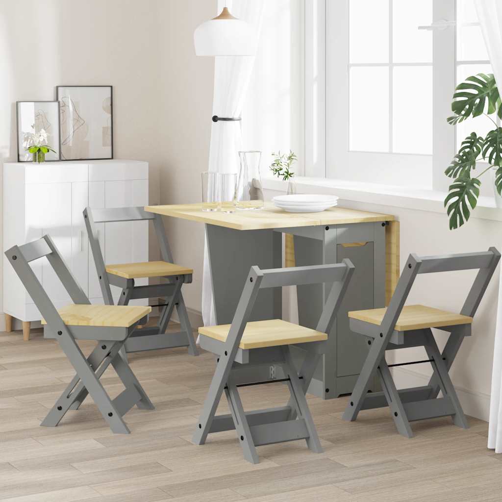 vidaXL Eetkamerstoelen 4 st Corona inklapbaar grenenhout wasbruin
