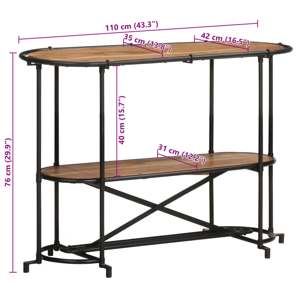 vidaXL Wandtafel 110x42x76 cm massief ruw mangohout