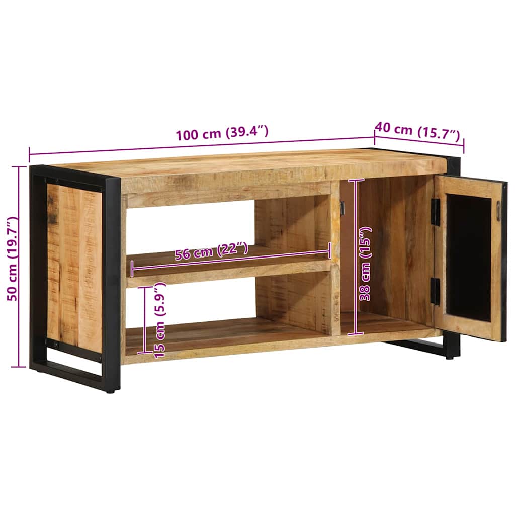 vidaXL Schoenenbank Bruin 100 x 40 x 50 cm Massief mangohout