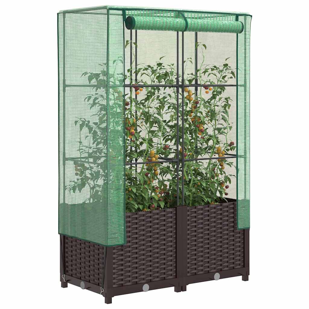vidaXL Plantenbak verhoogd met kashoes 40x40x123 cm rattanlook
