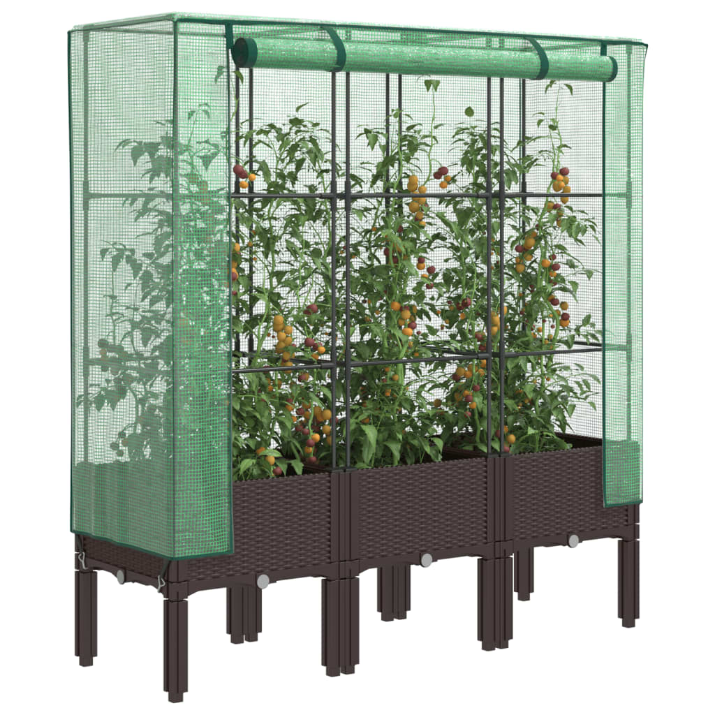 vidaXL Plantenbak verhoogd met kashoes 40x40x140 cm rattanlook