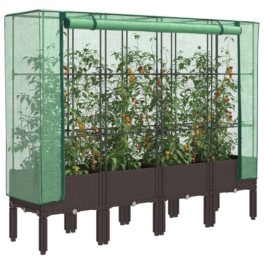 vidaXL Plantenbak verhoogd met kashoes 40x40x140 cm rattanlook