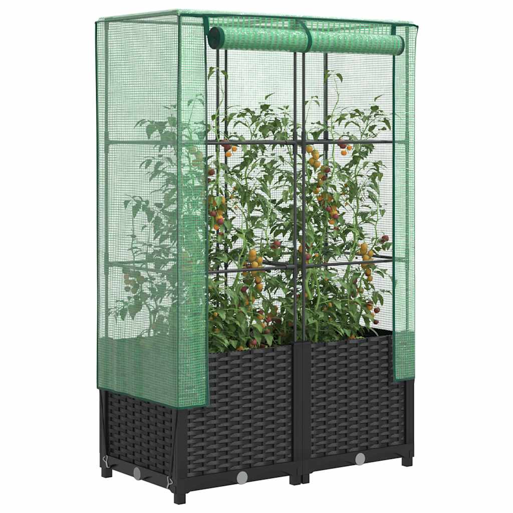 vidaXL Plantenbak verhoogd met kashoes 40x40x123 cm rattanlook