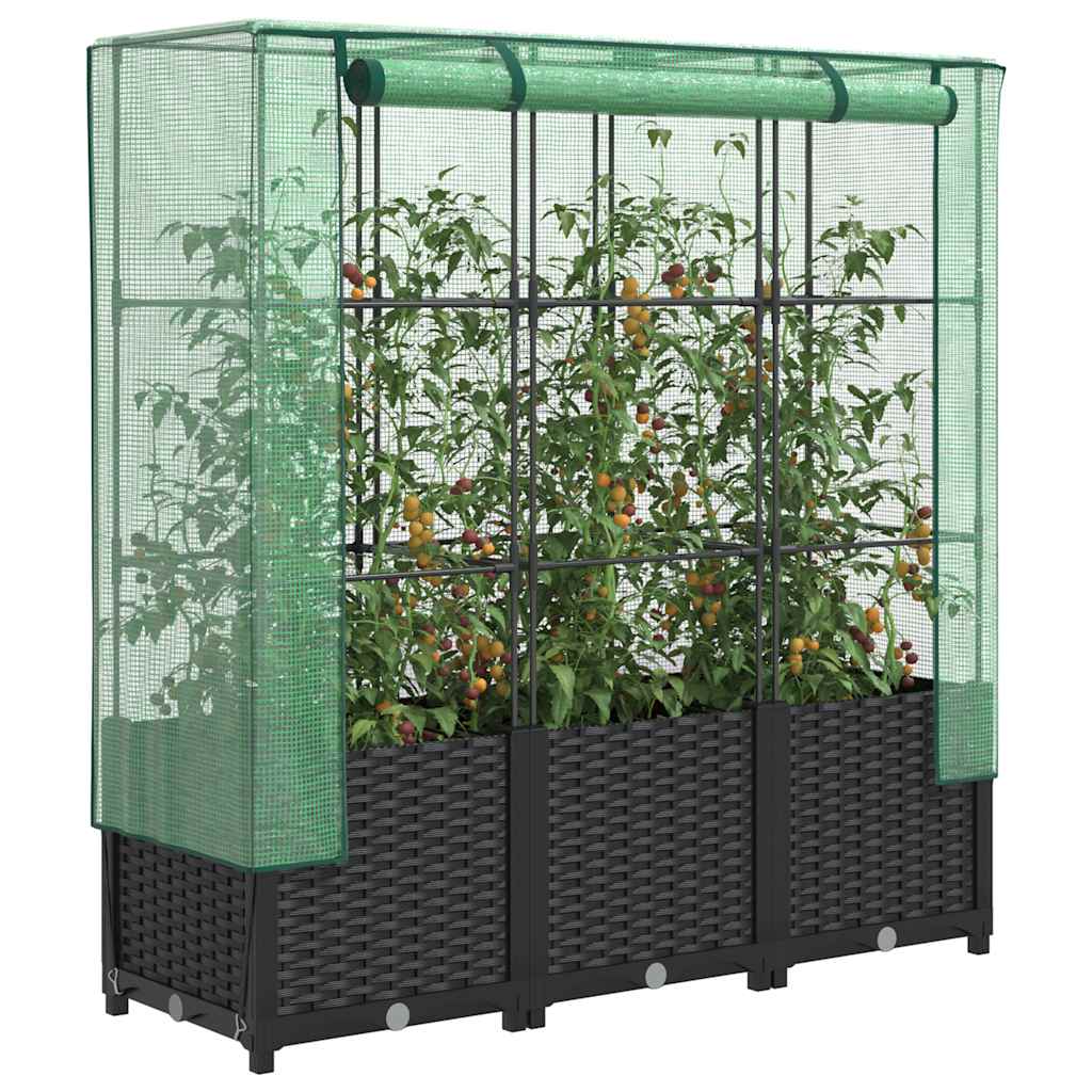 vidaXL Plantenbak verhoogd met kashoes 40x40x123 cm rattanlook