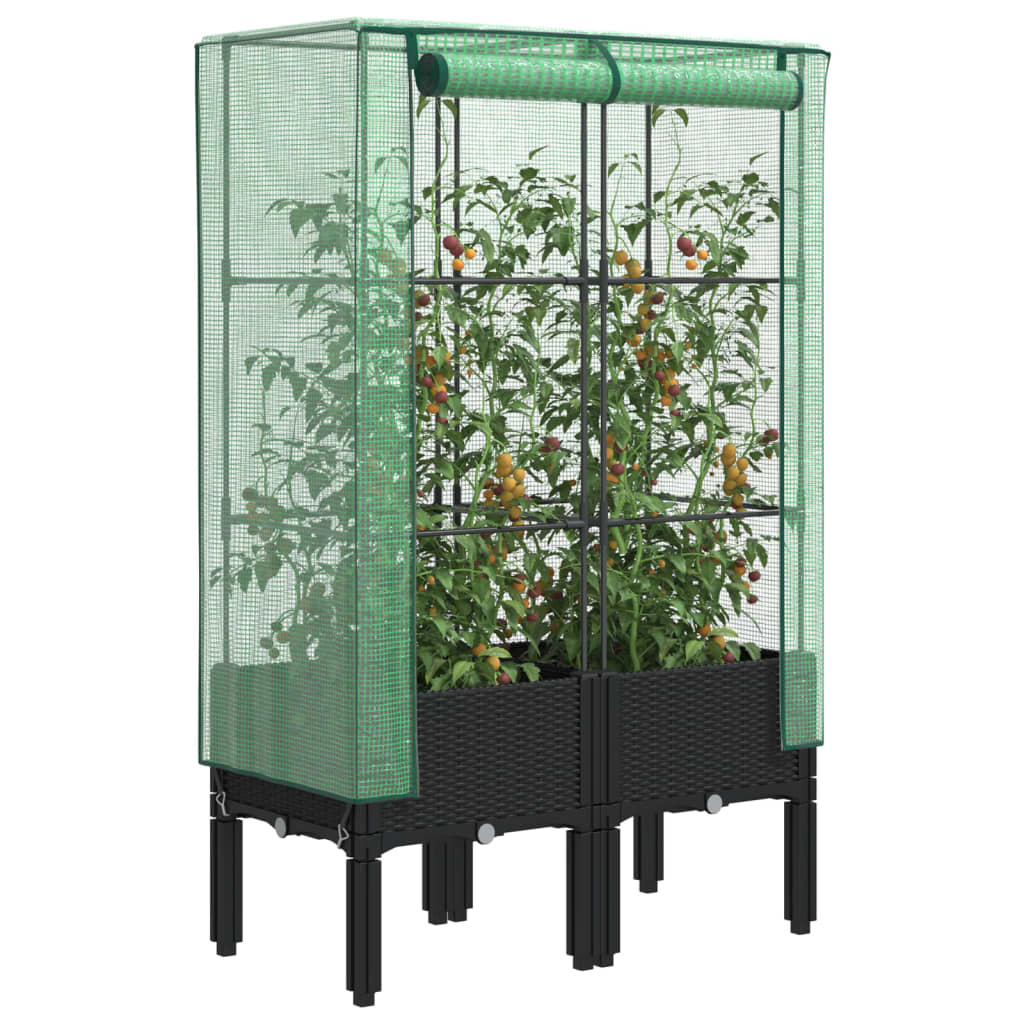 vidaXL Plantenbak verhoogd met kashoes 40x40x140 cm rattanlook