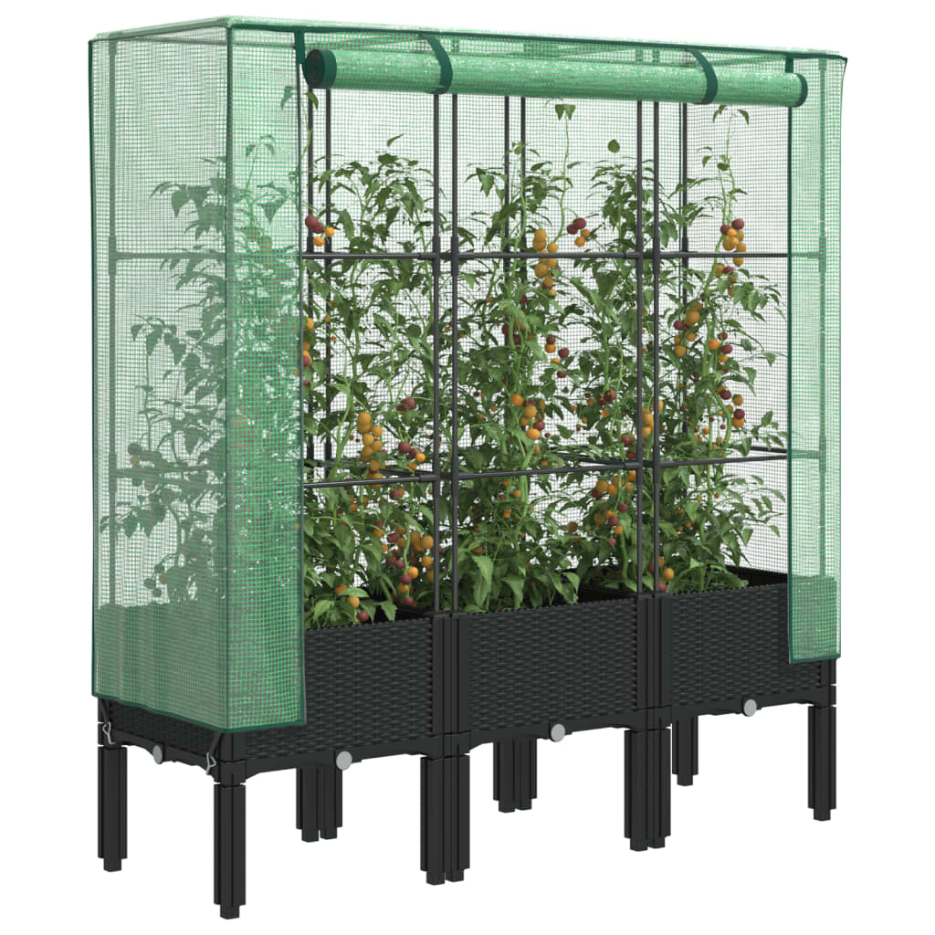 vidaXL Plantenbak verhoogd met kashoes 40x40x140 cm rattanlook