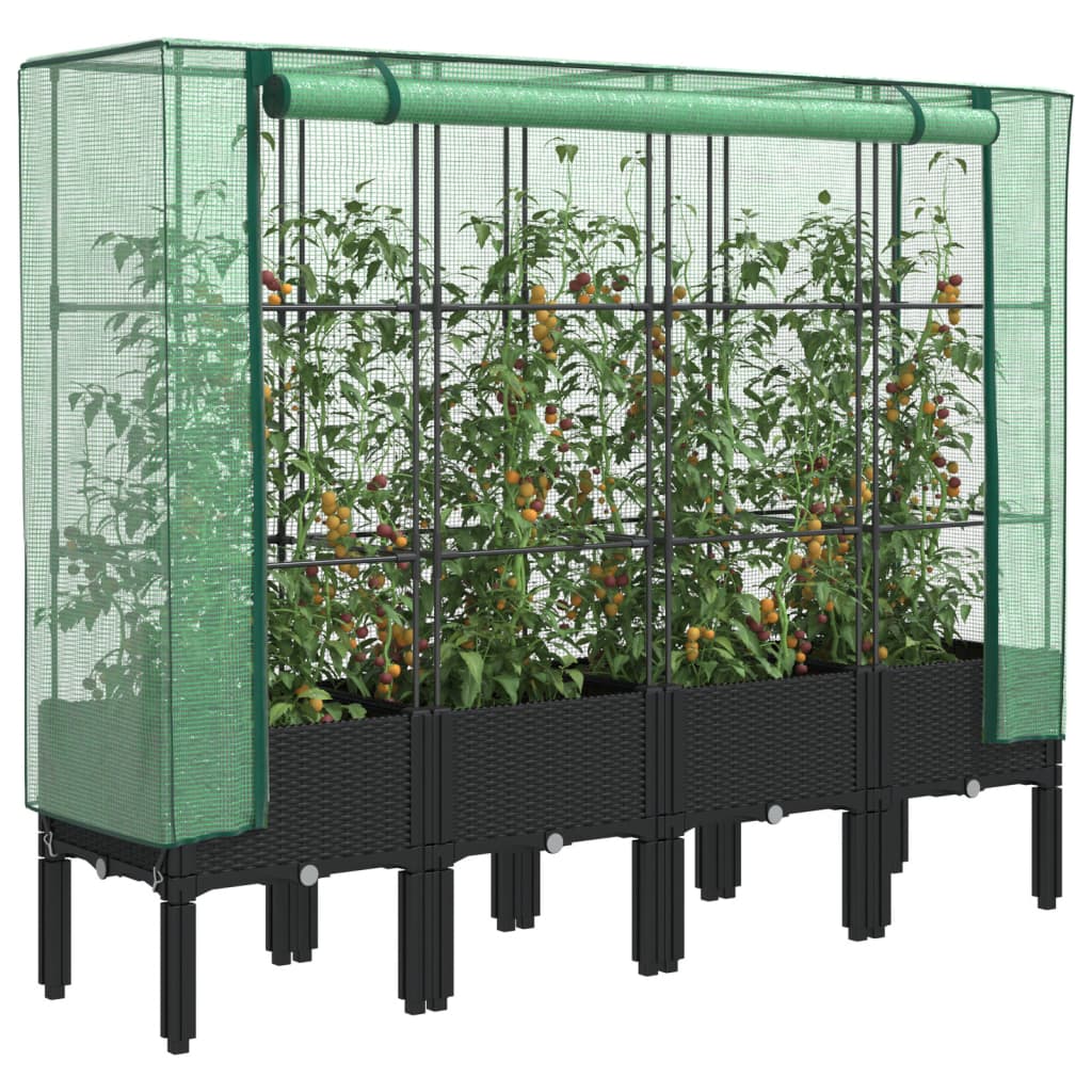 vidaXL Plantenbak verhoogd met kashoes 40x40x140 cm rattanlook