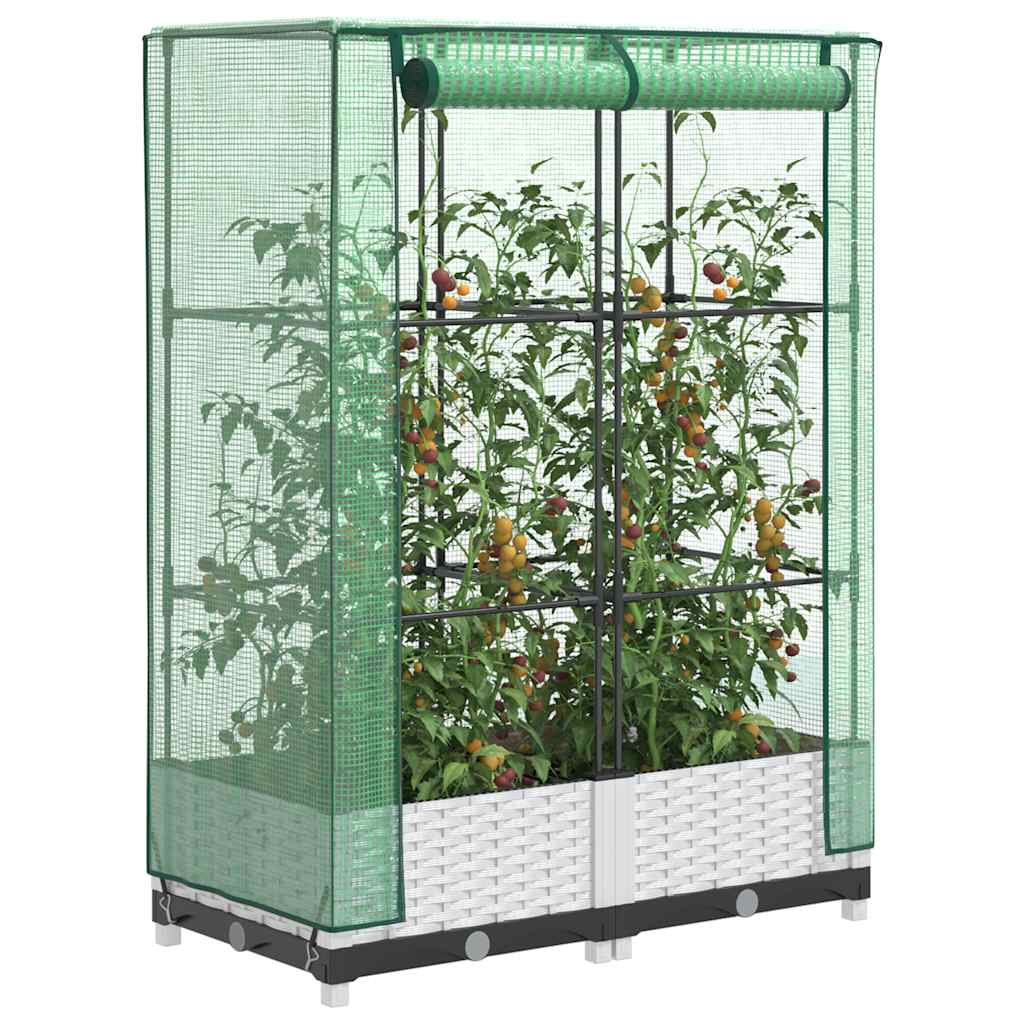 vidaXL Plantenbak verhoogd met kashoes 40x40x123 cm rattanlook