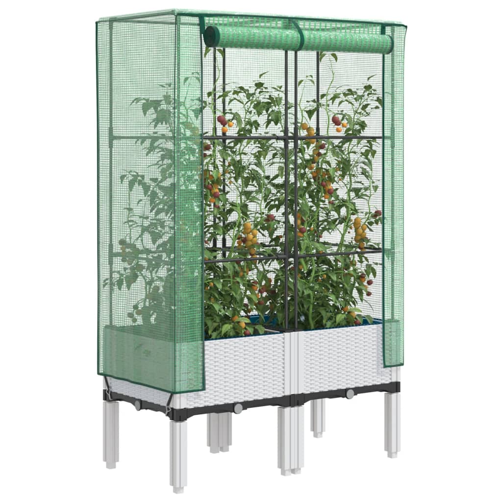 vidaXL Plantenbak verhoogd met kashoes 40x40x140 cm rattanlook