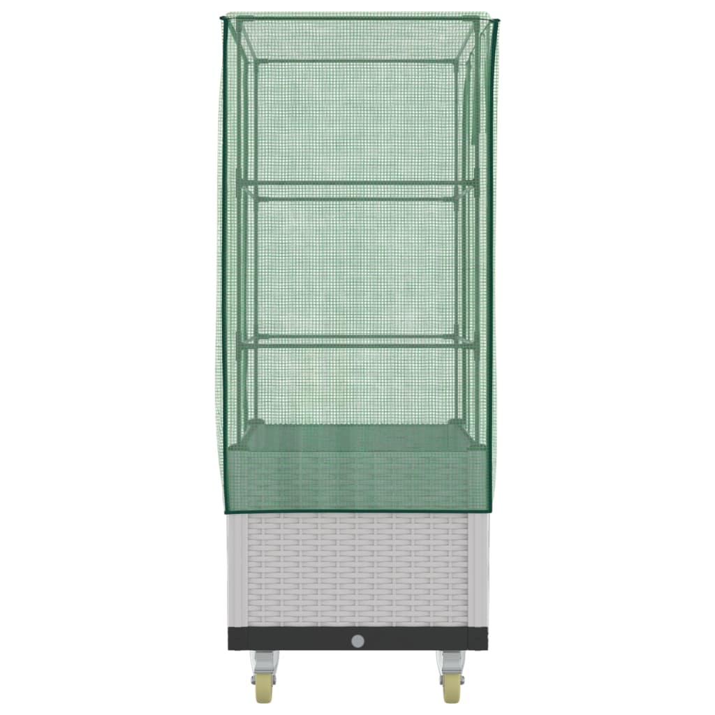 vidaXL Raised Planter with Cover and Wheels 80x50x182 cm Rattan Look
