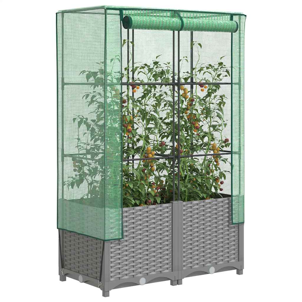 vidaXL Plantenbak verhoogd met kashoes 40x40x123 cm rattanlook