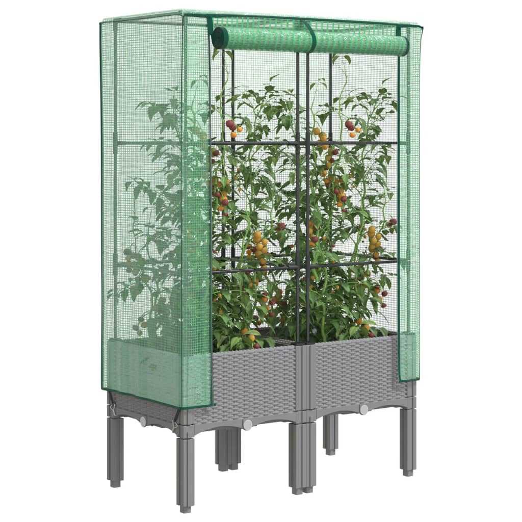 vidaXL Plantenbak verhoogd met kashoes 40x40x140 cm rattanlook