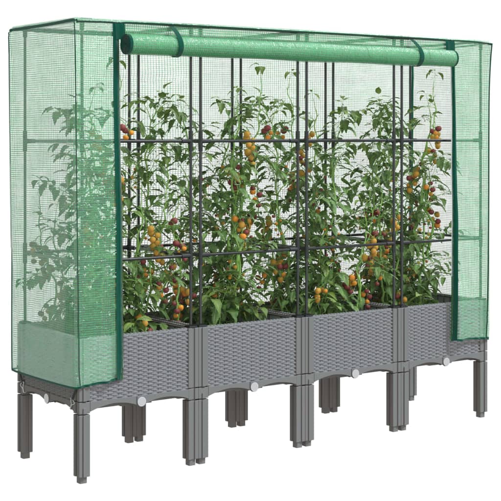 vidaXL Plantenbak verhoogd met kashoes 40x40x140 cm rattanlook