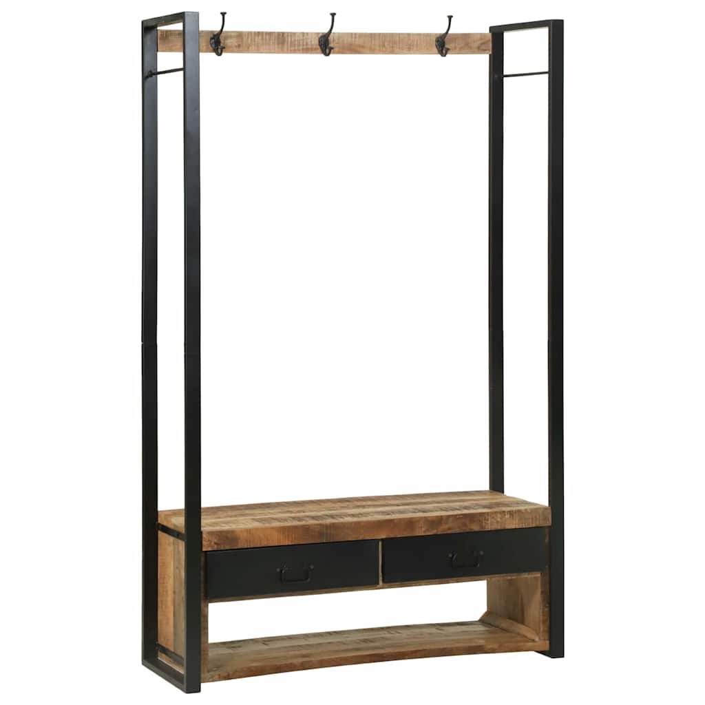 vidaXL Kledingrek met lade Bruin 110 x 40 x 179 cm Massief mangohout