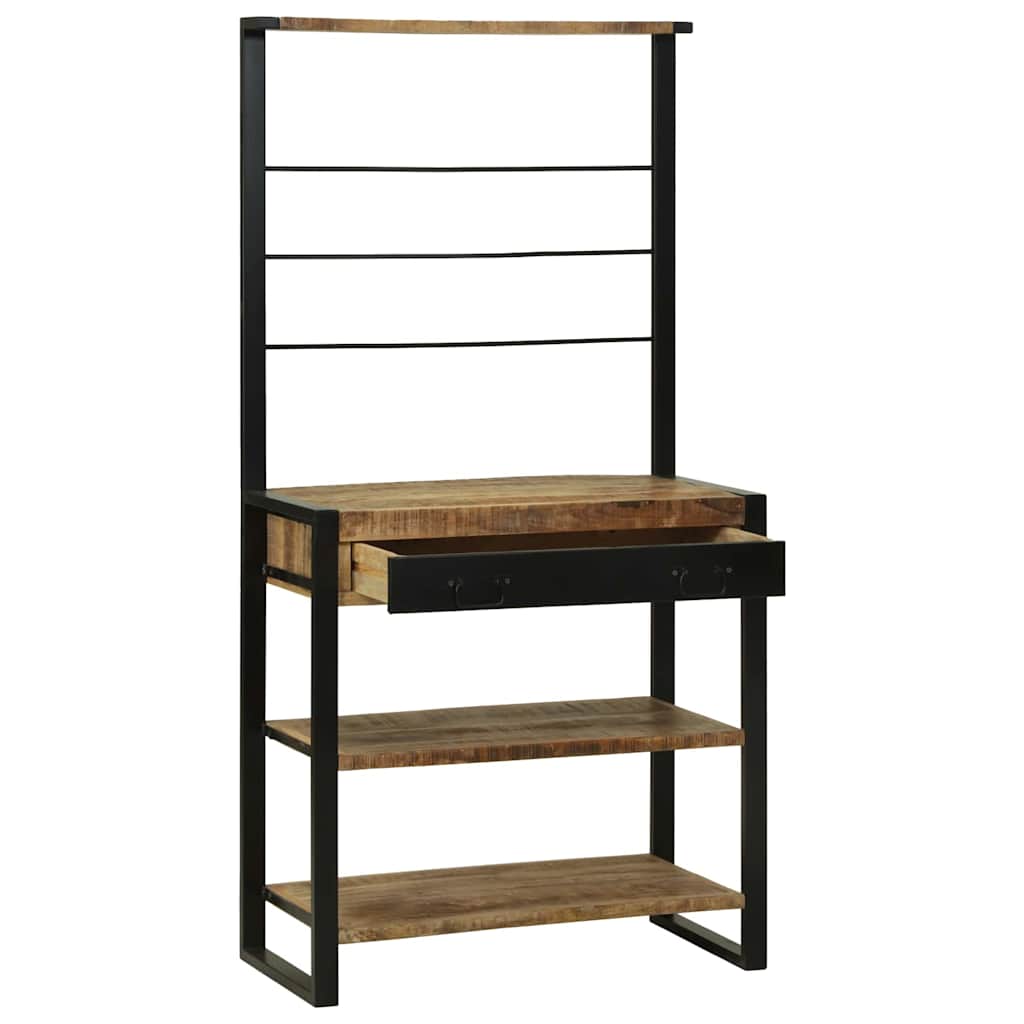 vidaXL Keukenrek Bruin en Zwart 80 x 40 x 160 cm Massief Mango Hout