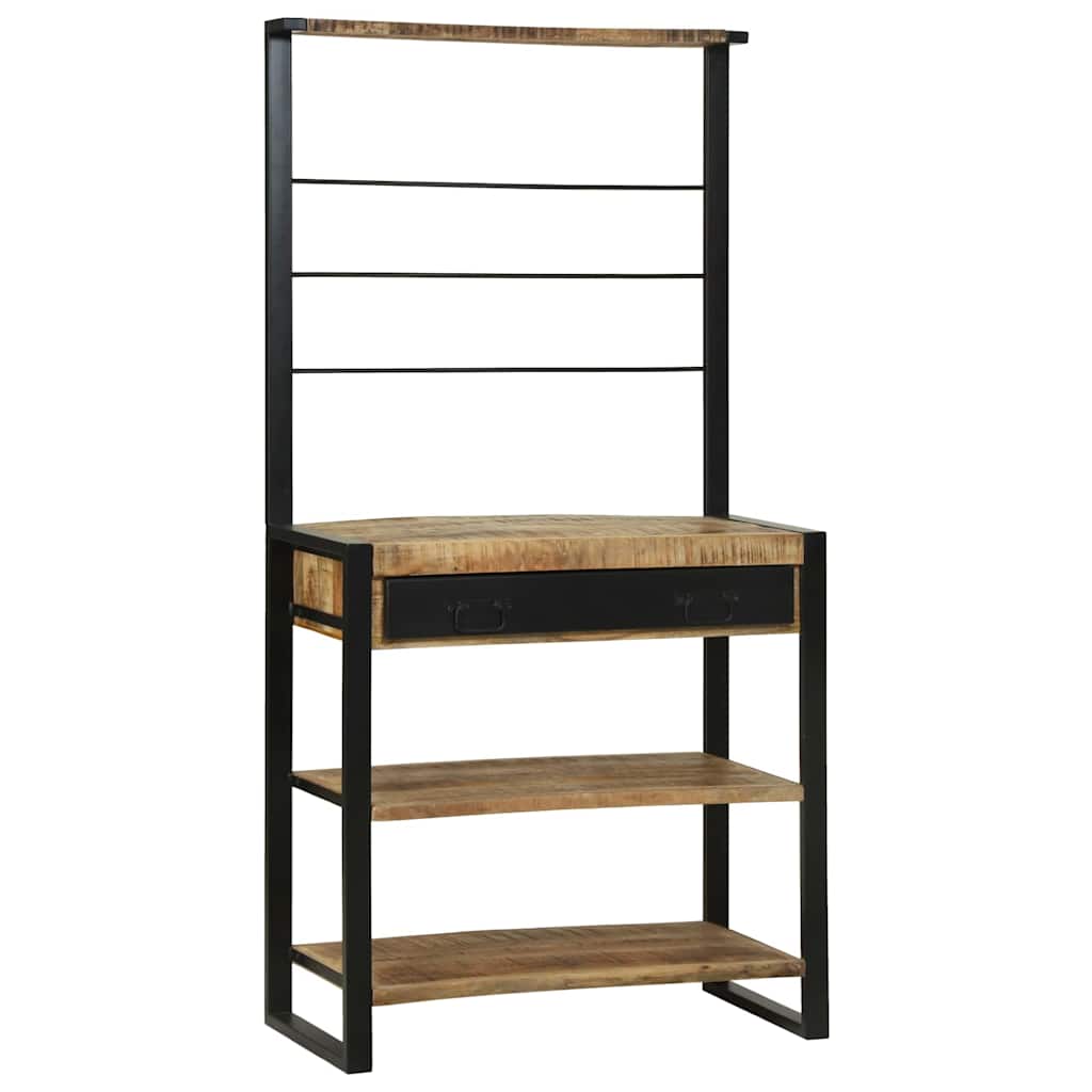 vidaXL Keukenrek Bruin en Zwart 80 x 40 x 160 cm Massief Mango Hout