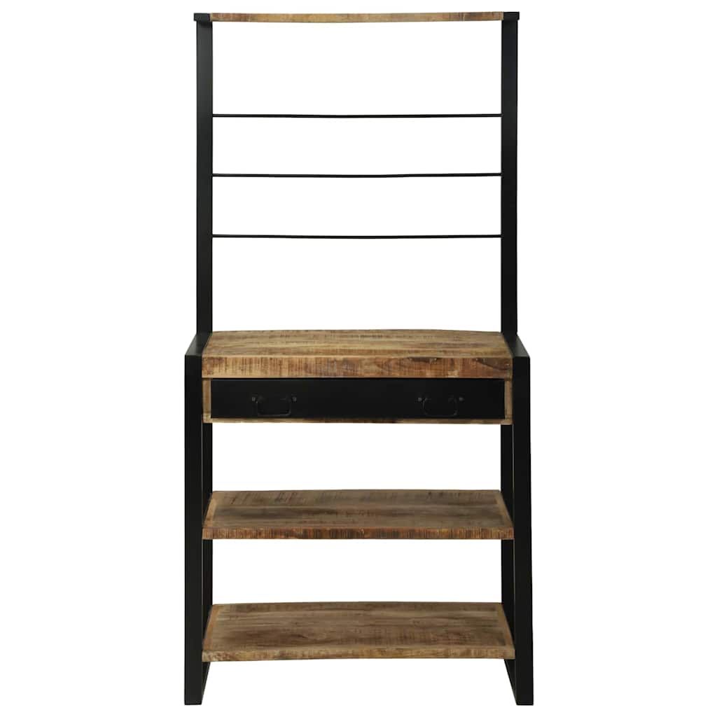 vidaXL Keukenrek Bruin en Zwart 80 x 40 x 160 cm Massief Mango Hout