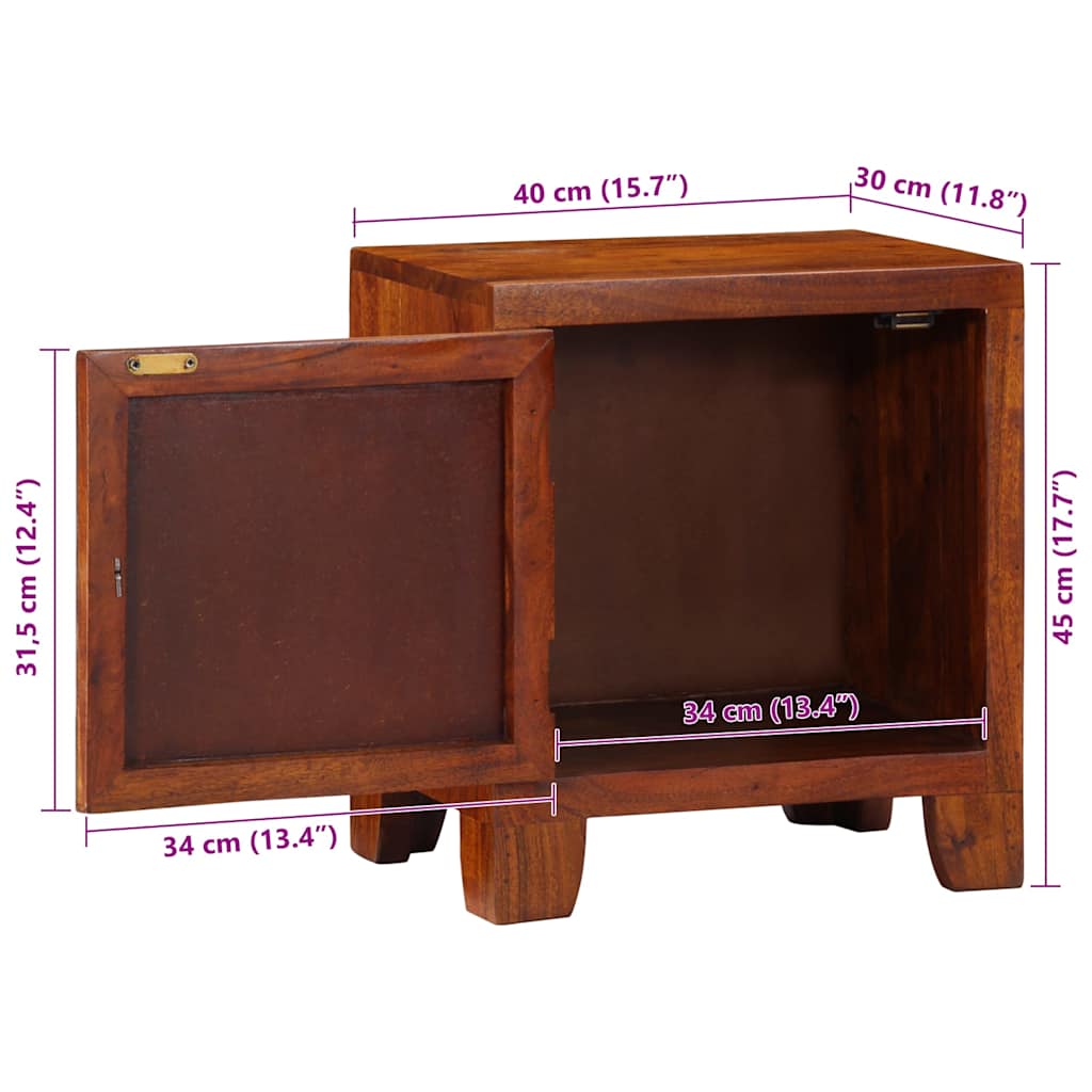 vidaXL Nachtkastje 40x30x45 cm massief acaciahout
