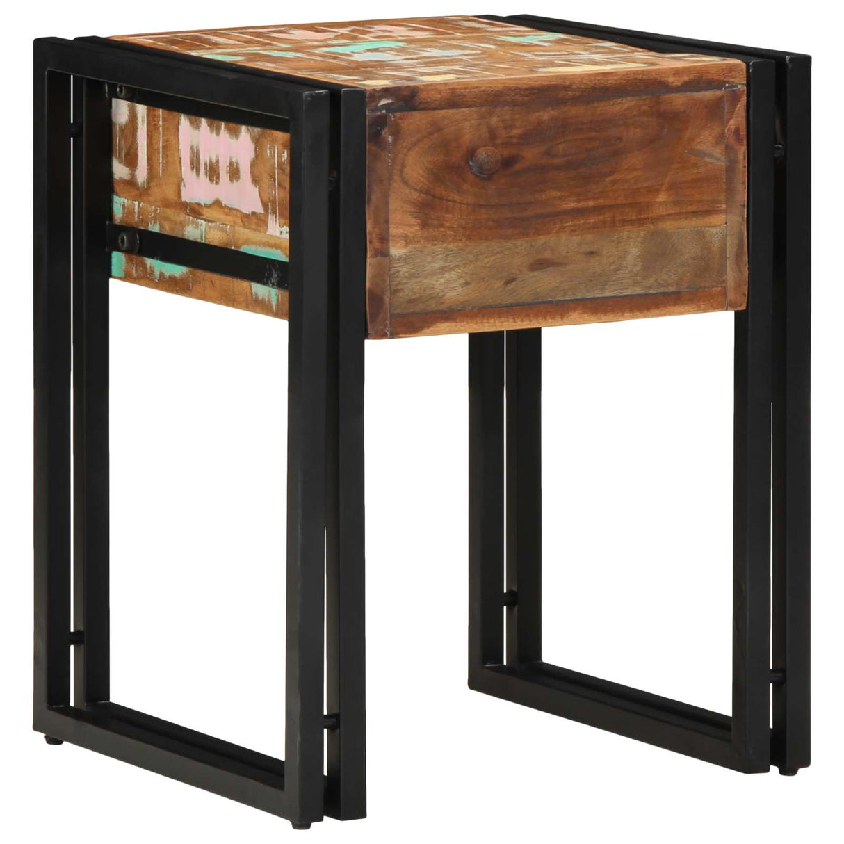 vidaXL Bijzettafel Bruin en Zwart 40 x 40 x 50 cm Massief Mango Hout