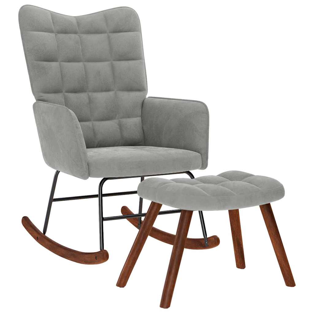 vidaXL Rocking Chair velvet light grey