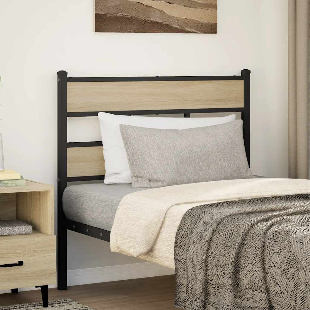 vidaXL Vervangend hoofdbord 75 cm ijzer en bewerkt hout gerookt eikenkleurig